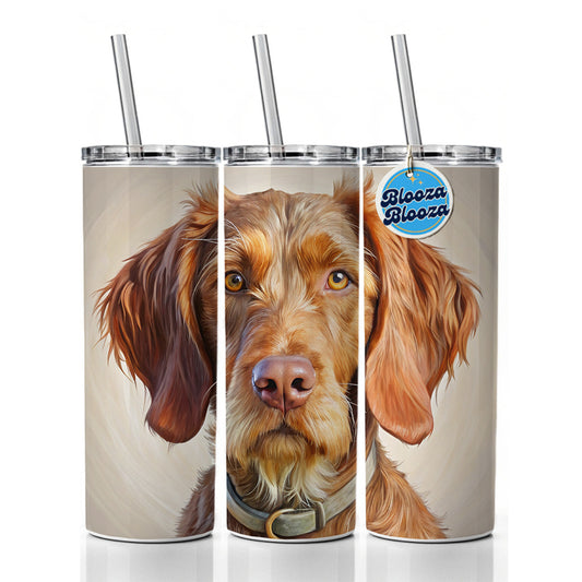 Wirehaired Vizsla Dog Illustration Skinny Tumbler 20oz with Straw Insulated Water Bottle Gift