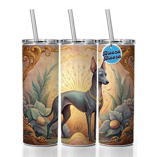 Xoloitzcuintli Xolo Mexican Hairless Dog Art Nouveau Skinny Tumbler 20oz with Straw Insulated Water Bottle Gift