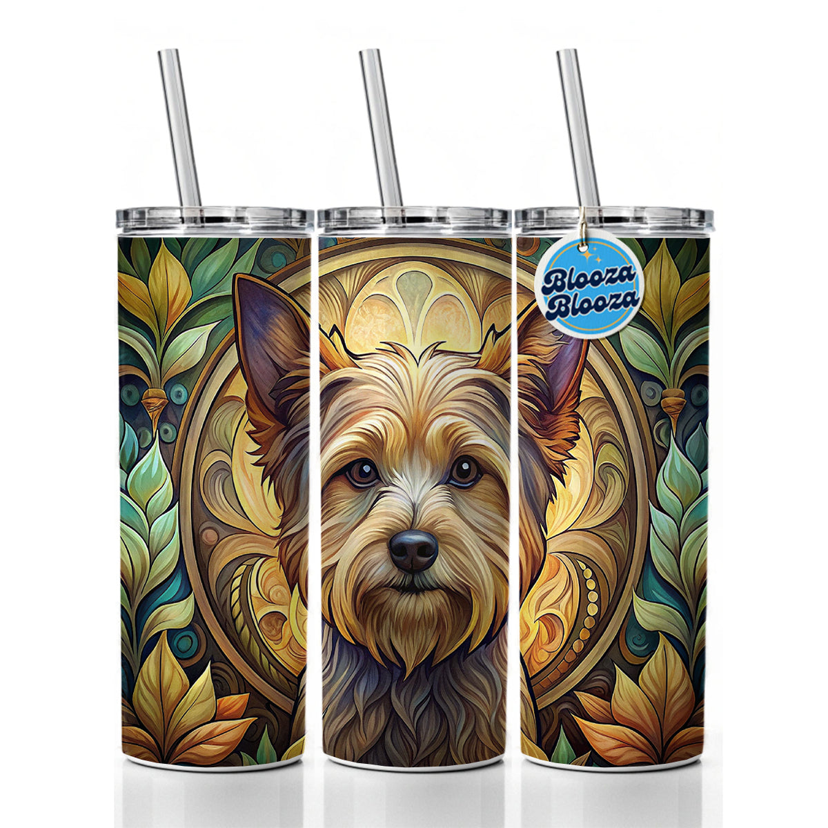 Yorkipoo Dog Art Nouveau Skinny Tumbler 20oz with Straw Insulated Water Bottle Gift