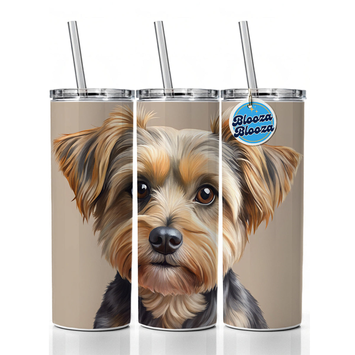 Yorkipoo Dog Illustration Skinny Tumbler 20oz with Straw Insulated Water Bottle Gift