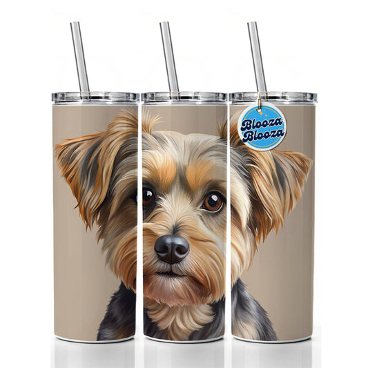 Yorkipoo Dog Illustration Skinny Tumbler 20oz with Straw Insulated Water Bottle Gift