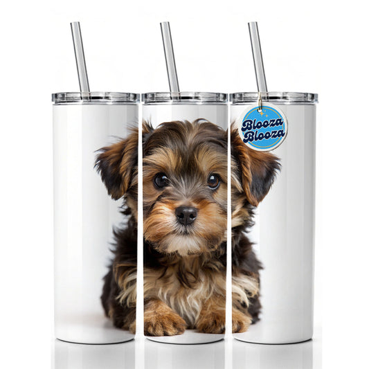 Yorkipoo Dog Puppy Photo Skinny Tumbler 20oz with Straw Insulated Water Bottle Gift