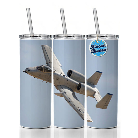 A-10 Thunderbolt II Warthog US Air Force Plane In Flight Skinny Tumbler 20oz with Straw Insulated Water Bottle Gift