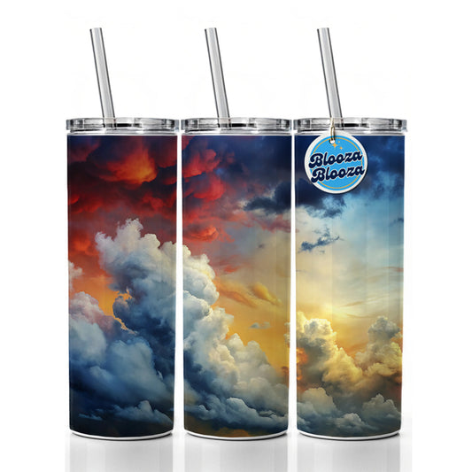 Cloudy Sky Colors Skinny Tumbler 20oz with Straw Insulated Water Bottle Gift