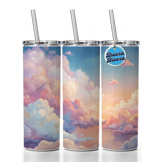 Cloudy Sky Pastel Colors Skinny Tumbler 20oz with Straw Insulated Water Bottle Gift
