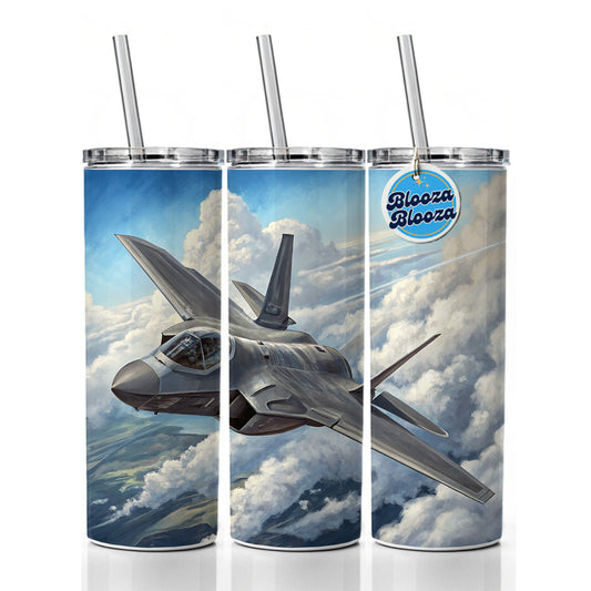 F-35 Lightning II Plane in Flight US Air Force Navy Marines Skinny Tumbler 20oz with Straw Insulated Water Bottle Gift