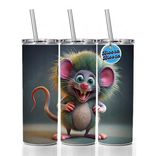 Funny Funky Crazy Mouse Skinny Tumbler 20oz with Straw Insulated Water Bottle Gift