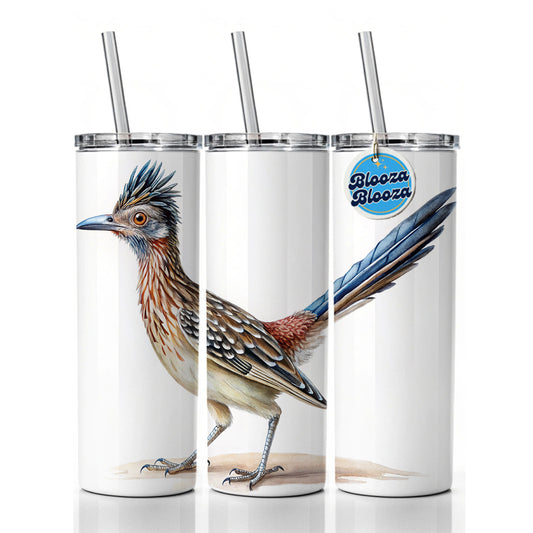 Greater Roadrunner New Mexico State Bird Illustration Skinny Tumbler 20oz with Straw Insulated Water Bottle Gift