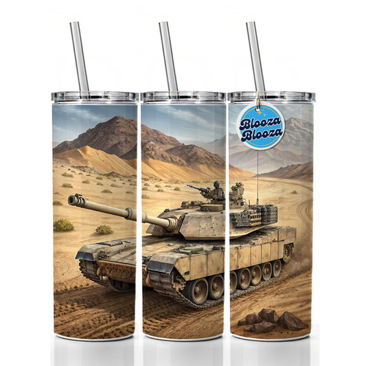 M1 Abrams Tank in the Desert Skinny Tumbler 20oz with Straw Insulated Water Bottle Gift