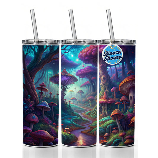 Psychedelic Fantasy Forest Vibrant Colors Skinny Tumbler 20oz with Straw Insulated Water Bottle Gift