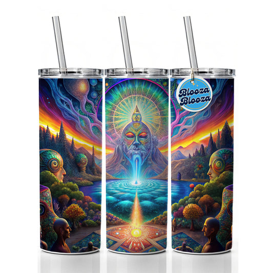 Psychedelic Mysticism Mystical Scene Skinny Tumbler 20oz with Straw Insulated Water Bottle Gift