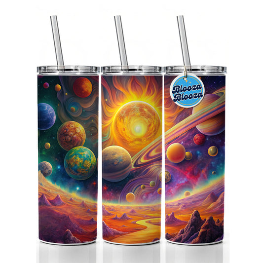 Psychedelic Sun And Planets Solar System Skinny Tumbler 20oz with Straw Insulated Water Bottle Gift