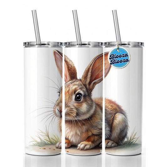 Rabbit Bunny Illustration Skinny Tumbler 20oz with Straw Insulated Water Bottle Gift