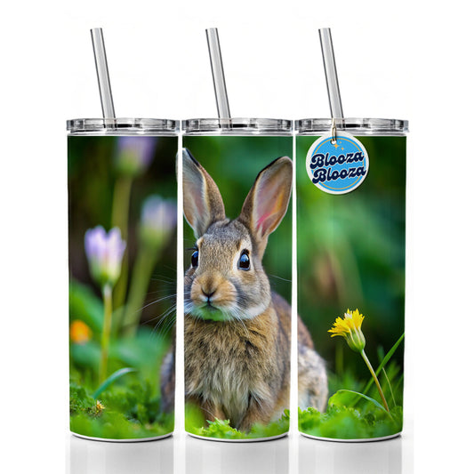 Rabbit Bunny Photo Skinny Tumbler 20oz with Straw Insulated Water Bottle Gift