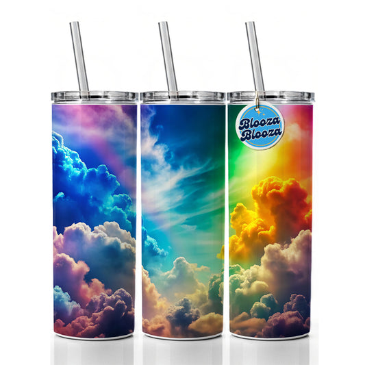 Rainbow Clouds Skinny Tumbler 20oz with Straw Insulated Water Bottle Gift