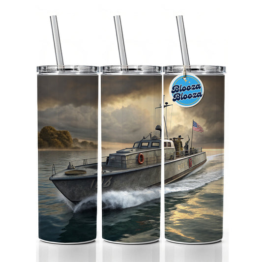 WWII US Navy PT Patrol Boat Skinny Tumbler 20oz with Straw Insulated Water Bottle Gift