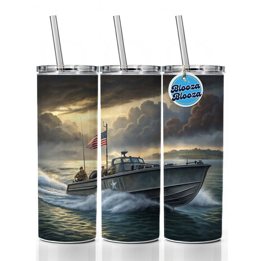 WWII US Navy PT Torpedo Boat Skinny Tumbler 20oz with Straw Insulated Water Bottle Gift