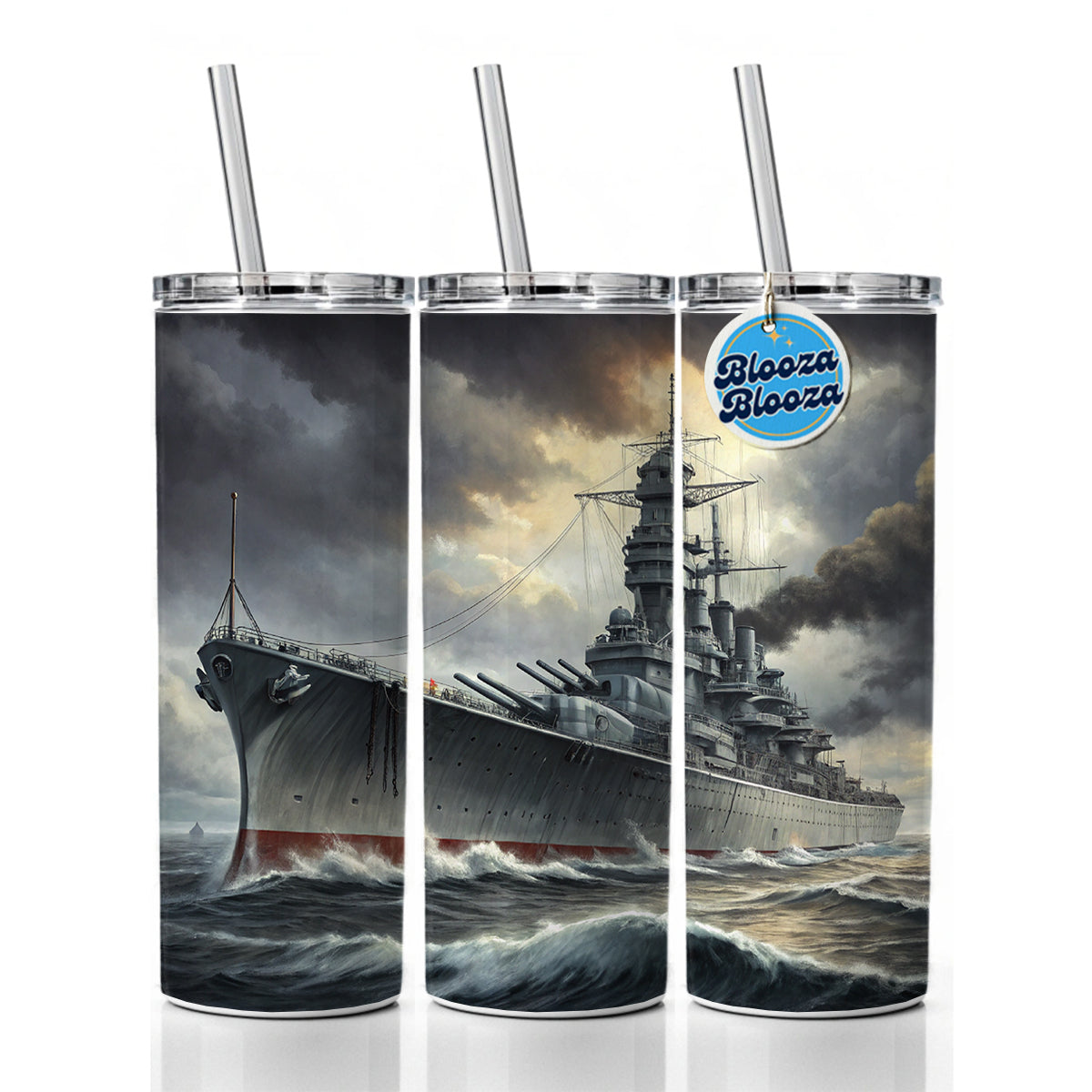WWII Yamato-Class Battleship At Sea Skinny Tumbler 20oz with Straw Insulated Water Bottle Gift