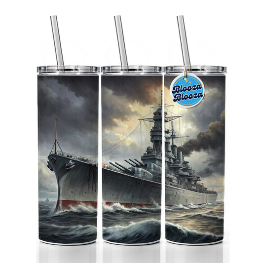 WWII Yamato-Class Battleship At Sea Skinny Tumbler 20oz with Straw Insulated Water Bottle Gift