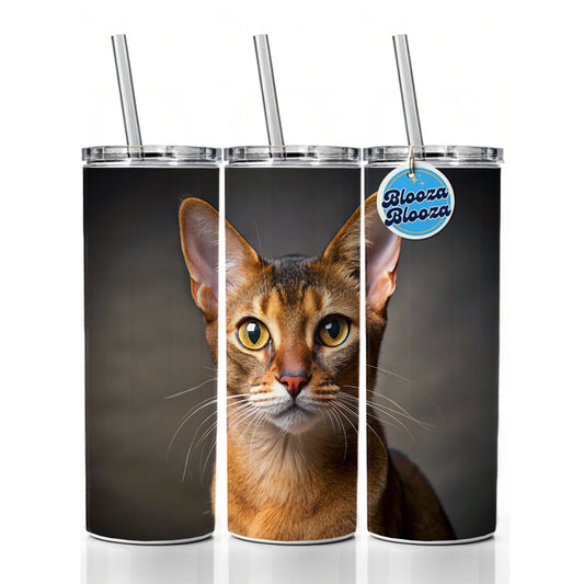 Abyssinian Cat Photo Skinny Tumbler 20oz with Straw Insulated Water Bottle Gift