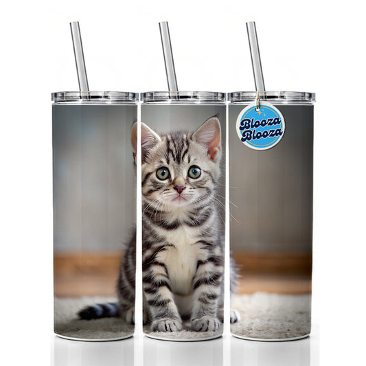 American Shorthair Cat Kitten Photo Skinny Tumbler 20oz with Straw Insulated Water Bottle Gift