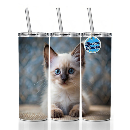 Balinese Cat Kitten Photo Skinny Tumbler 20oz with Straw Insulated Water Bottle Gift