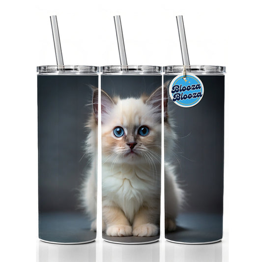 Birman Cat Kitten Photo Skinny Tumbler 20oz with Straw Insulated Water Bottle Gift