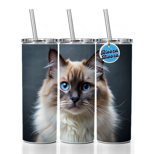 Birman Cat Photo Skinny Tumbler 20oz with Straw Insulated Water Bottle Gift