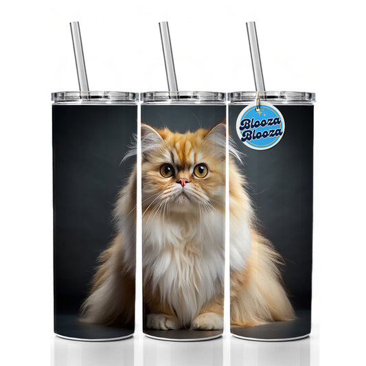 Classic Persian Cat Photo Skinny Tumbler 20oz with Straw Insulated Water Bottle Gift