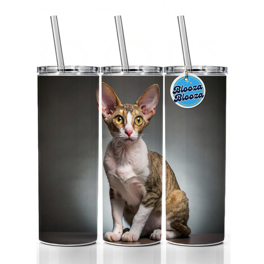 Cornish Rex Cat Photo Skinny Tumbler 20oz with Straw Insulated Water Bottle Gift