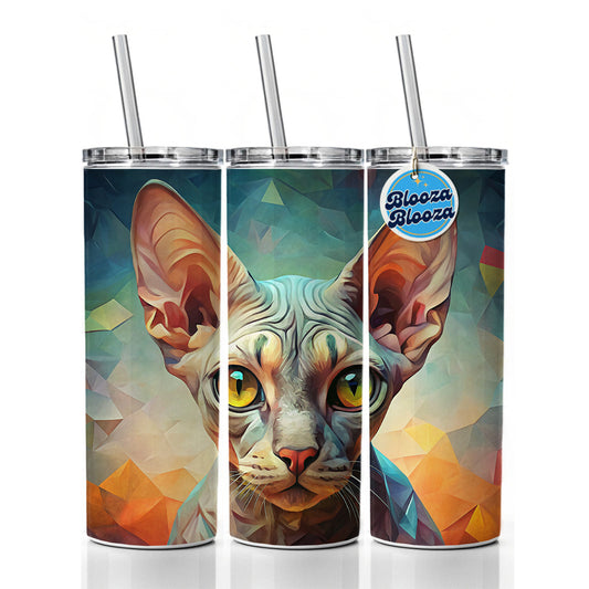 Devon Rex Cat Abstract Art Skinny Tumbler 20oz with Straw Insulated Water Bottle Gift