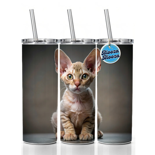 Devon Rex Cat Kitten Photo Skinny Tumbler 20oz with Straw Insulated Water Bottle Gift