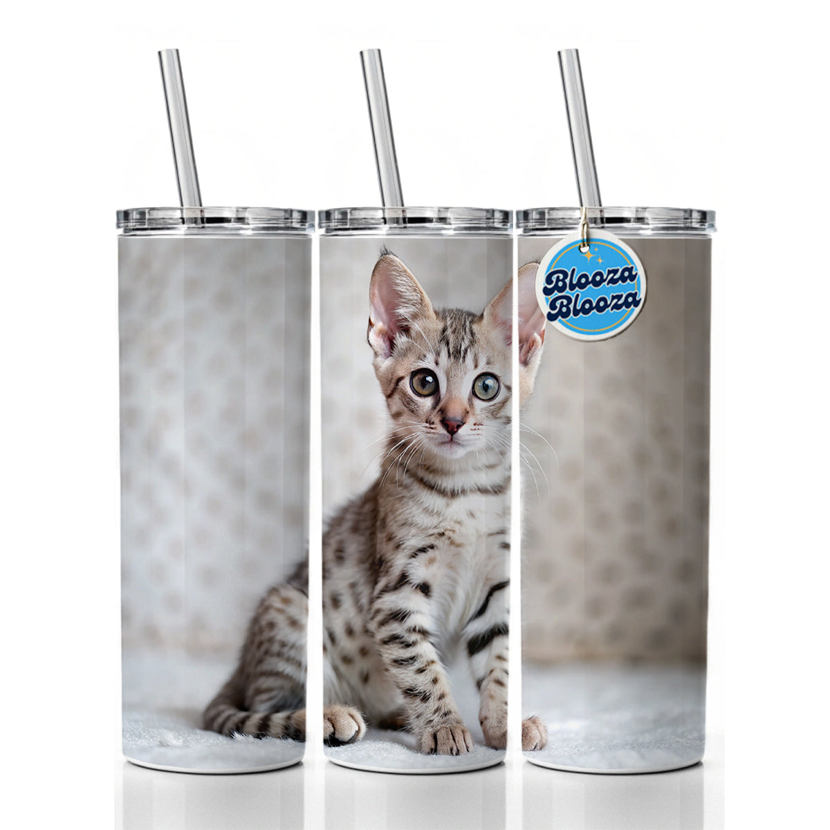 Egyptian Mau Cat Kitten Photo Skinny Tumbler 20oz with Straw Insulated Water Bottle Gift