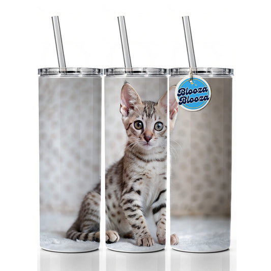 Egyptian Mau Cat Kitten Photo Skinny Tumbler 20oz with Straw Insulated Water Bottle Gift