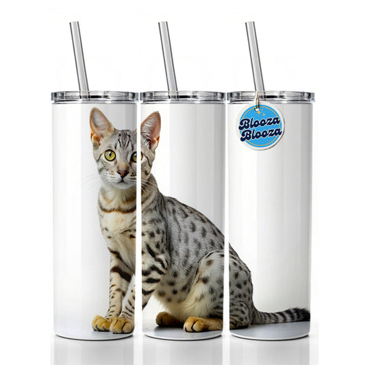 Egyptian Mau Cat Photo Skinny Tumbler 20oz with Straw Insulated Water Bottle Gift