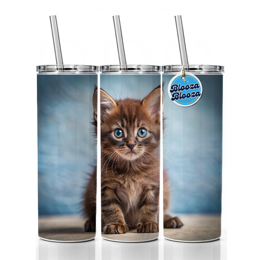Havana Brown Cat Kitten Photo Skinny Tumbler 20oz with Straw Insulated Water Bottle Gift