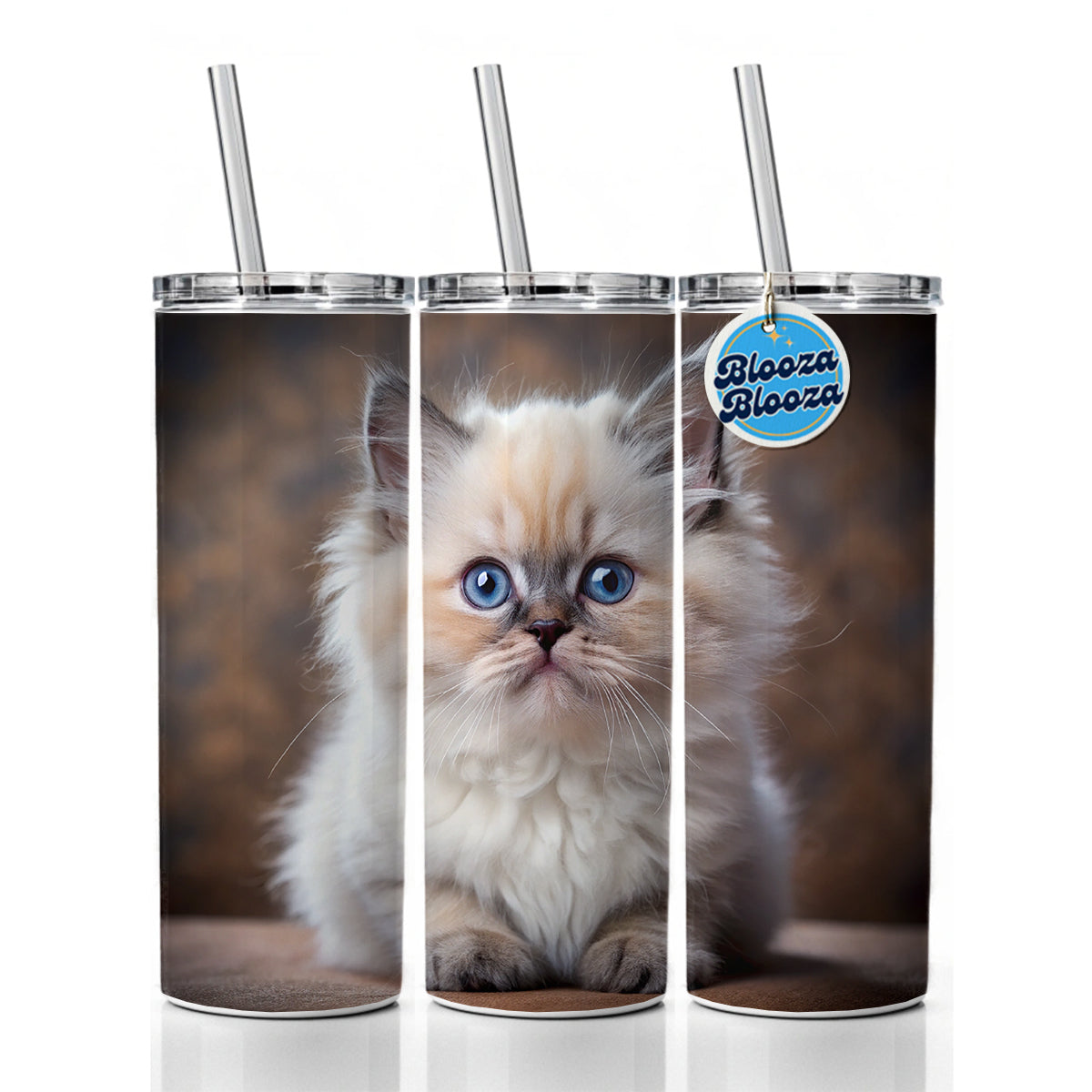 Himalayan Cat Kitten Photo Skinny Tumbler 20oz with Straw Insulated Water Bottle Gift