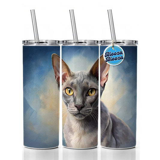 Korat Cat Illustration Skinny Tumbler 20oz with Straw Insulated Water Bottle Gift