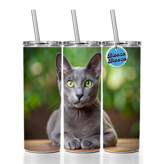 Korat Cat Photo Skinny Tumbler 20oz with Straw Insulated Water Bottle Gift