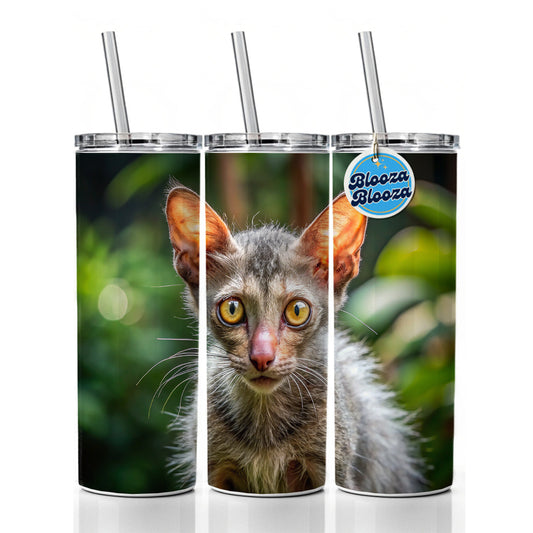 Lykoi Wolf Cat Photo Skinny Tumbler 20oz with Straw Insulated Water Bottle Gift