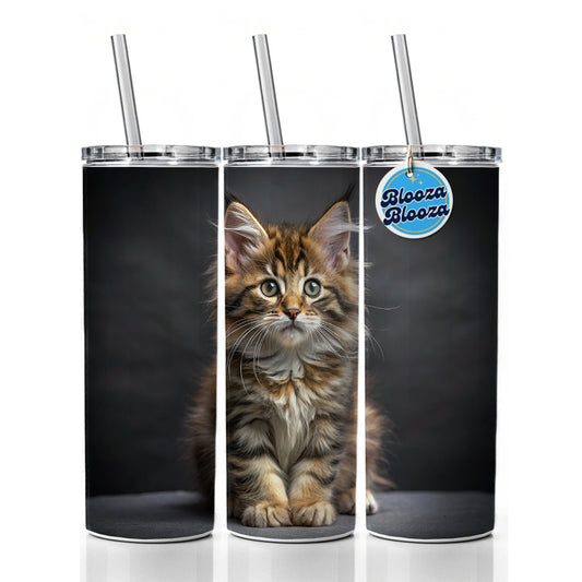 Maine Coon Cat Kitten Photo Skinny Tumbler 20oz with Straw Insulated Water Bottle Gift