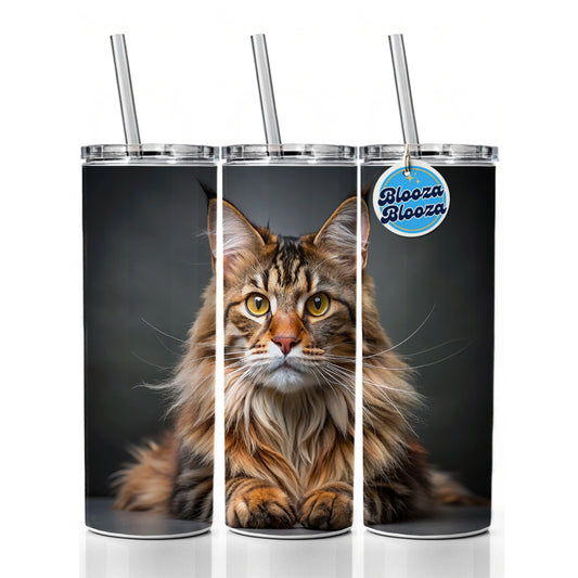 Maine Coon Cat Photo Skinny Tumbler 20oz with Straw Insulated Water Bottle Gift