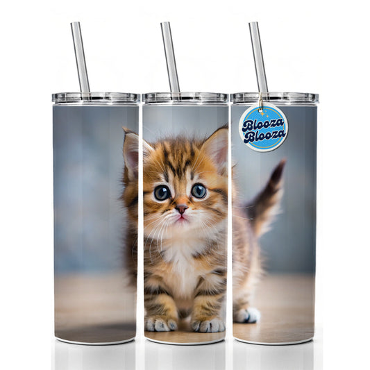 Munchkin Cat Kitten Photo Skinny Tumbler 20oz with Straw Insulated Water Bottle Gift