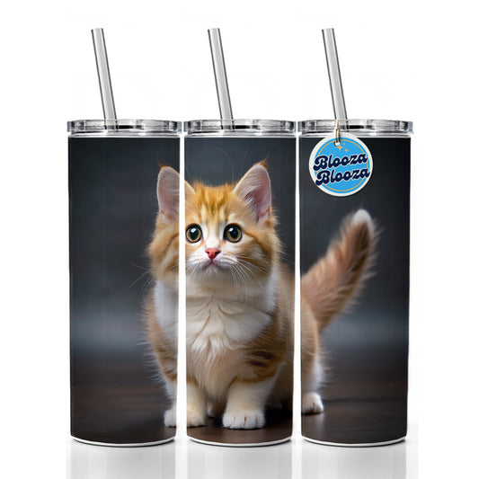 Munchkin Cat Photo Skinny Tumbler 20oz with Straw Insulated Water Bottle Gift