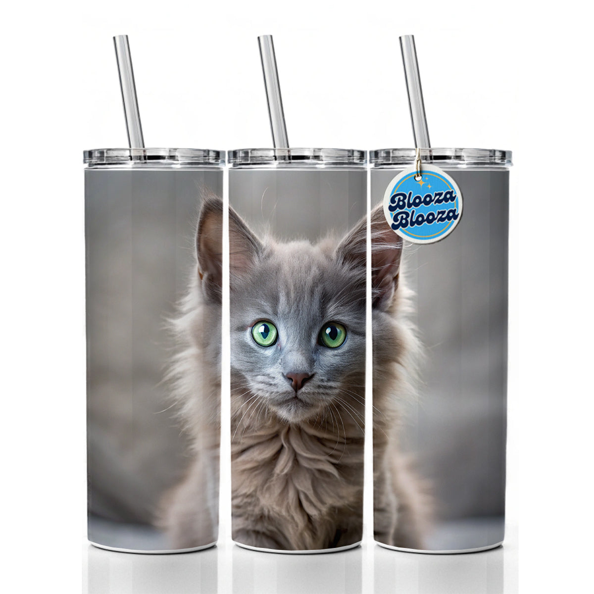 Nebelung Cat Kitten Photo Skinny Tumbler 20oz with Straw Insulated Water Bottle Gift