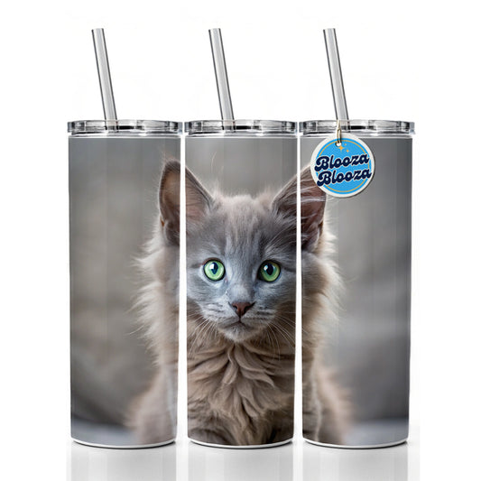 Nebelung Cat Kitten Photo Skinny Tumbler 20oz with Straw Insulated Water Bottle Gift