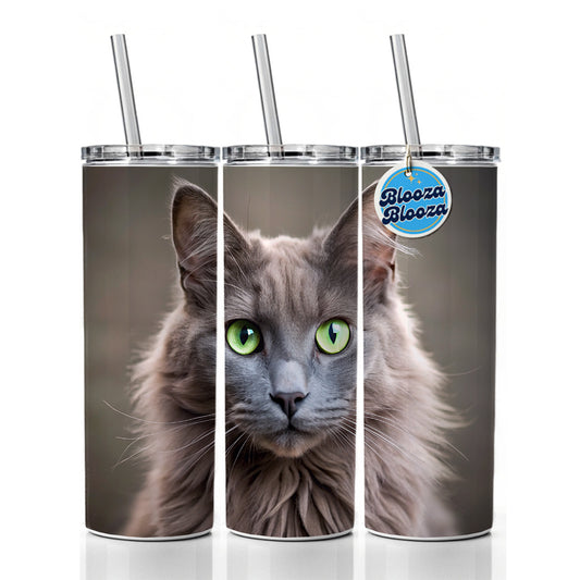 Nebelung Cat Photo Skinny Tumbler 20oz with Straw Insulated Water Bottle Gift