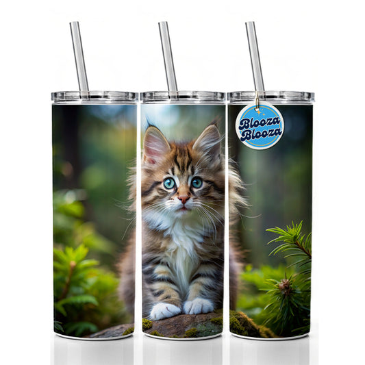 Norwegian Forest Cat Kitten Photo Skinny Tumbler 20oz with Straw Insulated Water Bottle Gift