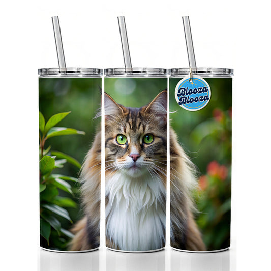 Norwegian Forest Cat Photo Skinny Tumbler 20oz with Straw Insulated Water Bottle Gift