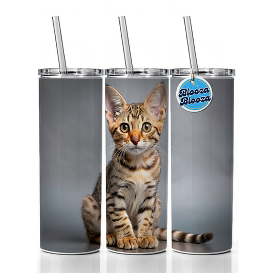 Ocicat Cat Kitten Photo Skinny Tumbler 20oz with Straw Insulated Water Bottle Gift